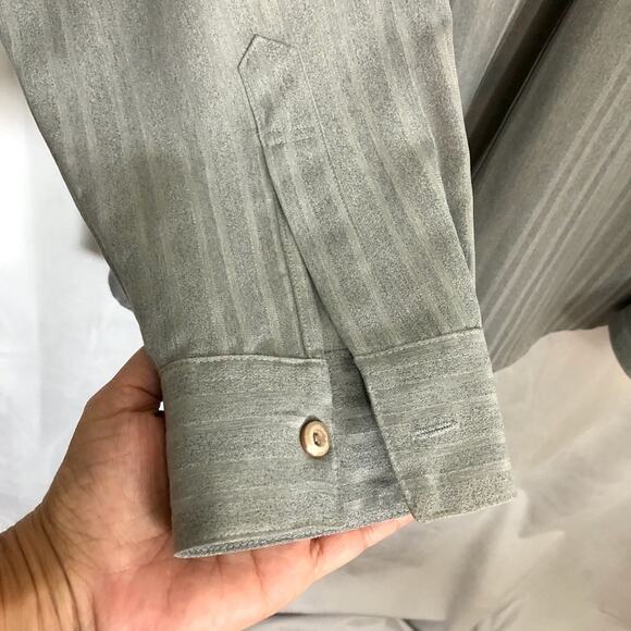 BC Ethic Men's Gray Ghost Stripes Button Up Long Sleeve Shirt Size XL - Picture 6 of 10